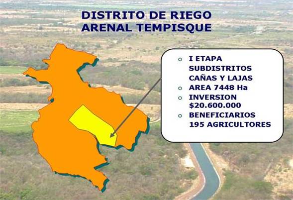 Imagen de la primer etapa del Distrito de Riego Arenal Tempisque