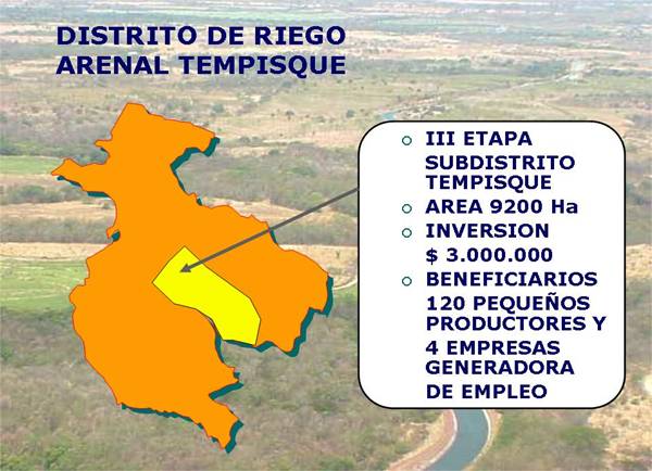 Imagen de la III etapa del Distrito de Riego Arenal Tempisque